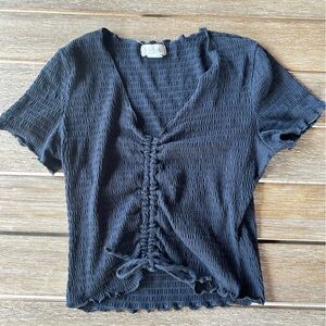 Altar’d State - black cinched blouse, v neck